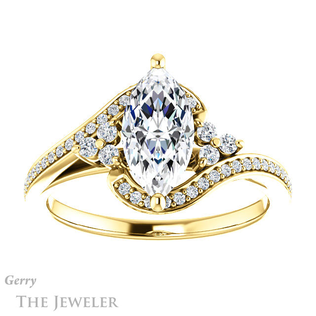 Marquise Cut Forever Brilliant Moissanite Engagement Ring #GTJ1124-marquise-fb-y