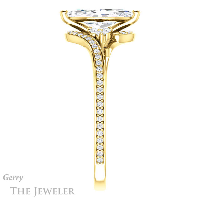 Marquise Cut Forever One Moissanite Engagement Ring #GTJ1124-marquise-fb-y 3 Marquise Cut Forever Brilliant Moissanite Engagement Ring #GTJ1124-marquise-fb-y