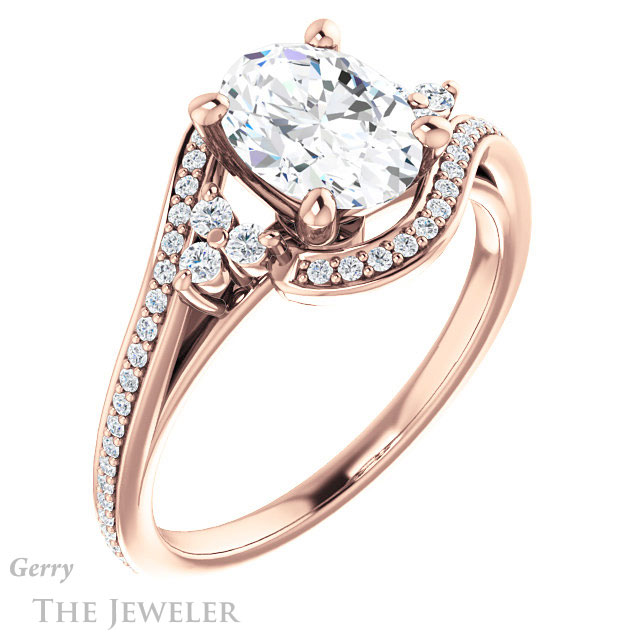Oval Shaped Forever One Moissanite Engagement Ring #GTJ1124-oval-fo-r