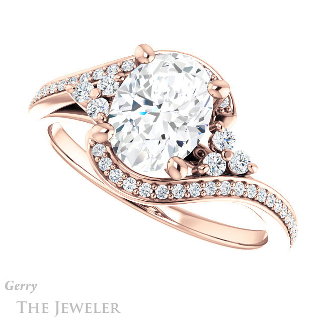 Oval Shaped Forever One Moissanite Engagement Ring #GTJ1124-oval-fo-r