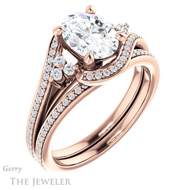 Oval Shaped Forever One Moissanite Engagement Ring #GTJ1124-oval-fo-r