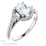 Oval Shaped Forever One Moissanite Engagement Ring #GTJ1124-oval-fo-w