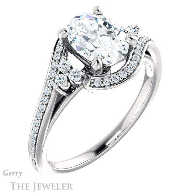 Oval Shaped Forever One Moissanite Engagement Ring #GTJ1124-oval-fo-w