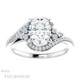 Oval Shaped Forever One Moissanite Engagement Ring #GTJ1124-oval-fo-w