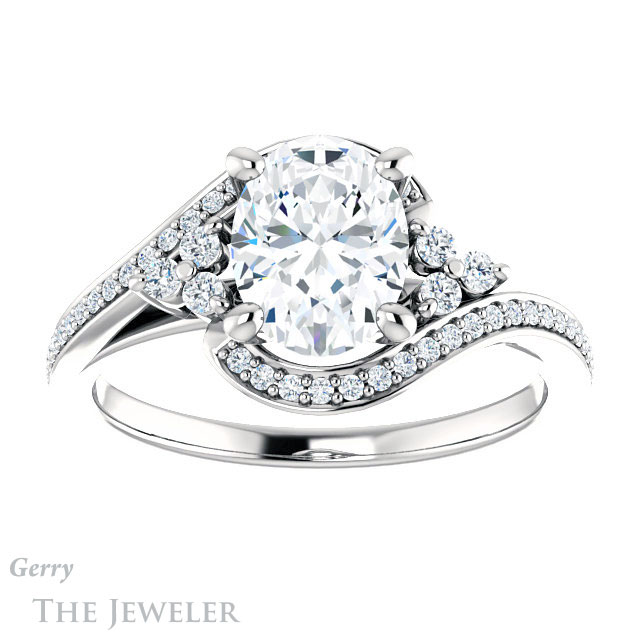 Oval Shaped Forever One Moissanite Engagement Ring #GTJ1124-oval-fo-w