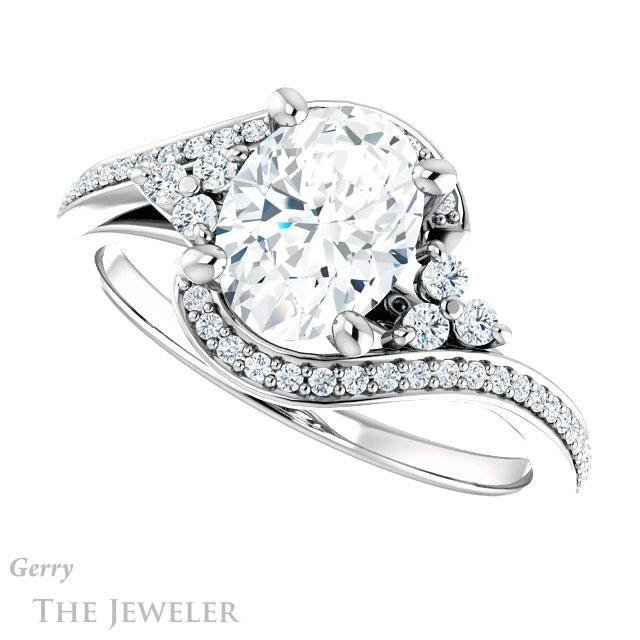 Oval Shaped Forever One Moissanite Engagement Ring #GTJ1124-oval-fo-w