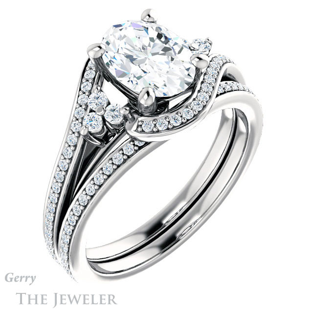 Oval Shaped Forever One Moissanite Engagement Ring #GTJ1124-oval-fo-w