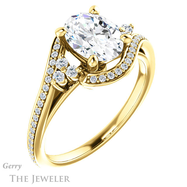 Oval Shaped Forever One Moissanite Engagement Ring #GTJ1124-oval-fo-y 4 Oval Shaped Forever One Moissanite Engagement Ring #GTJ1124-oval-fo-y