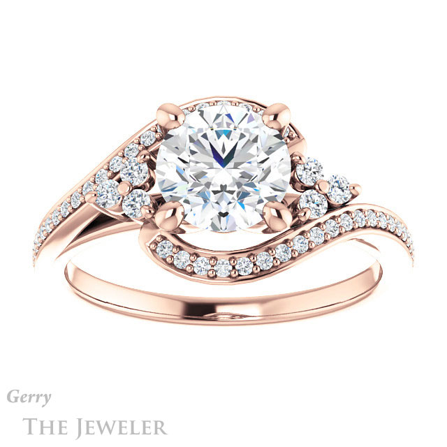Round Cut Forever One Moissanite Engagement Ring #GTJ1124-round-fo-r