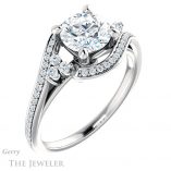 Round Cut Forever One Moissanite Engagement Ring #GTJ1124-round-fo-w 4 Round Cut Forever One Moissanite Engagement Ring #GTJ1124-round-fo-w