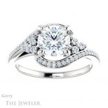 Round Cut Forever One Moissanite Engagement Ring #GTJ1124-round-fo-w 1 Round Cut Forever One Moissanite Engagement Ring #GTJ1124-round-fo-w