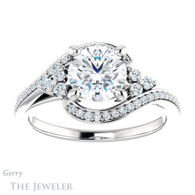 Round Cut Forever One Moissanite Engagement Ring #GTJ1124-round-fo-w 1 Round Cut Forever One Moissanite Engagement Ring #GTJ1124-round-fo-w