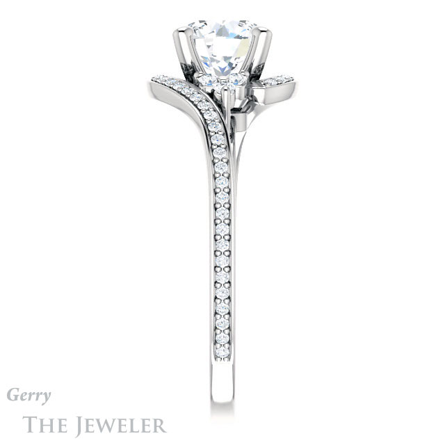 Round Cut Forever One Moissanite Engagement Ring #GTJ1124-round-fo-w 3 Round Cut Forever One Moissanite Engagement Ring #GTJ1124-round-fo-w