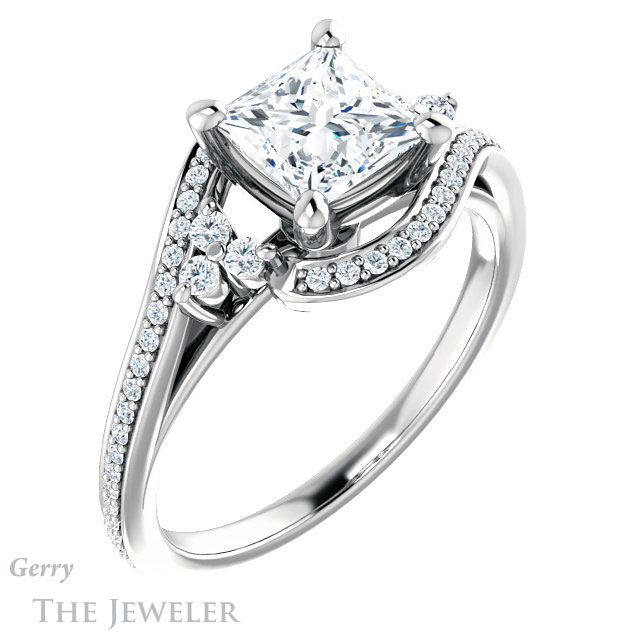 Princess Cut Forever One Moissanite Engagement Ring #GTJ1124-square-fo-w