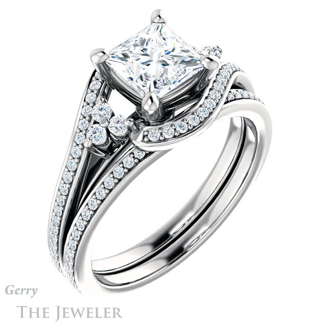 Princess Cut Forever One Moissanite Engagement Ring #GTJ1124-square-fo-w