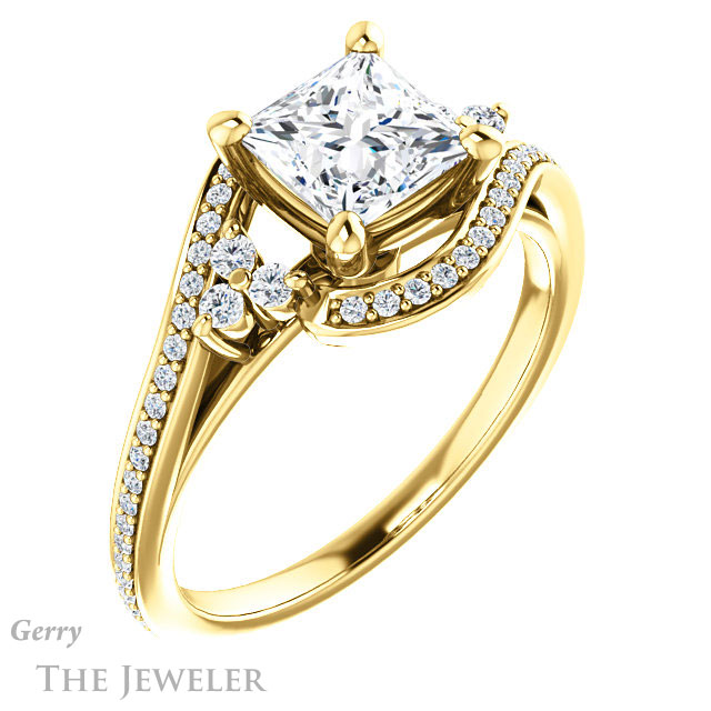 Princess Cut Forever One Moissanite Engagement Ring #GTJ1124-square-fo-y 4 Princess Cut Forever One Moissanite Engagement Ring #GTJ1124-square-fo-y