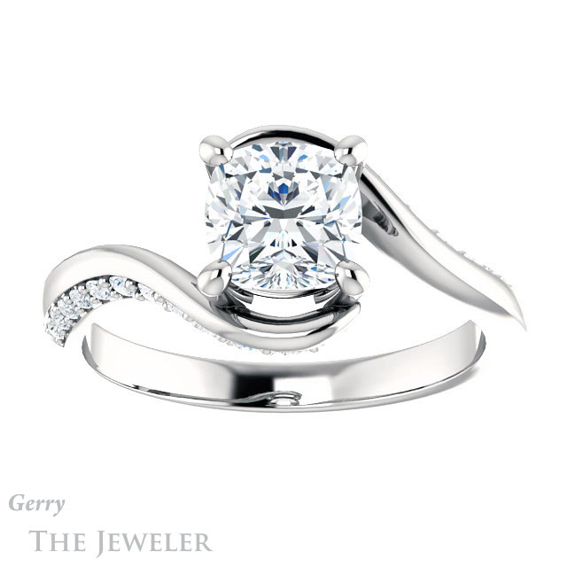 Cushion Cut Forever One Moissanite Engagement Ring #GTJ1125-cushion-fo-w