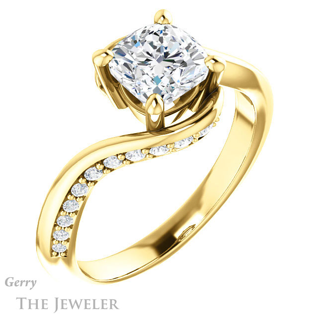 Cushion Cut Forever One Moissanite Engagement Ring #GTJ1125-cushion-fo-y 4 Cushion Cut Forever One Moissanite Engagement Ring #GTJ1125-cushion-fo-y
