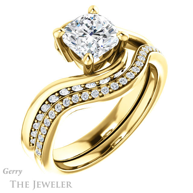 Cushion Cut Forever One Moissanite Engagement Ring #GTJ1125-cushion-fo-y 6 Cushion Cut Forever One Moissanite Engagement Ring #GTJ1125-cushion-fo-y