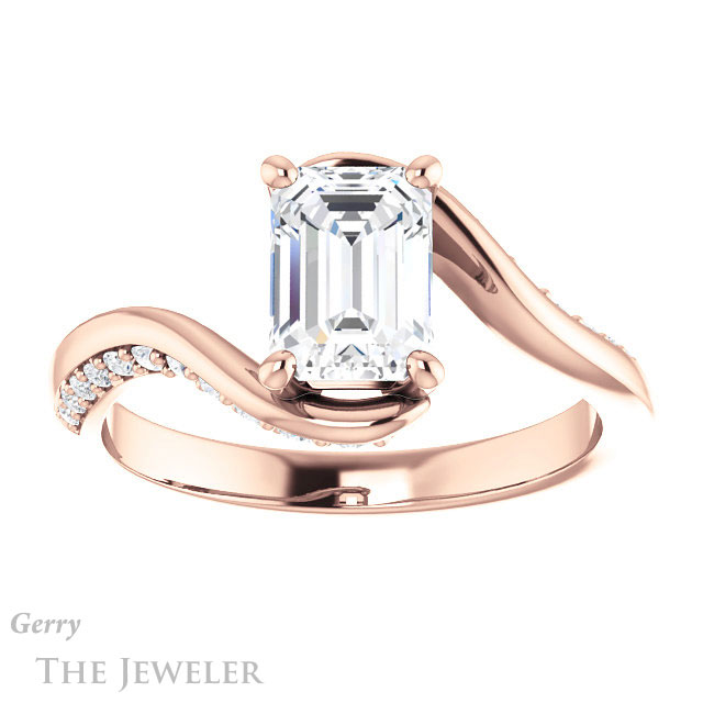 Emerald Cut Forever Brilliant Moissanite Engagement Ring #GTJ1125-emerald-fb-r