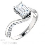 Emerald Cut Forever One Moissanite Engagement Ring #GTJ1125-emerald-fb-w 4 Emerald Cut Forever Brilliant Moissanite Engagement Ring #GTJ1125-emerald-fb-w