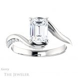 Emerald Cut Forever One Moissanite Engagement Ring #GTJ1125-emerald-fb-w 1 Emerald Cut Forever Brilliant Moissanite Engagement Ring #GTJ1125-emerald-fb-w