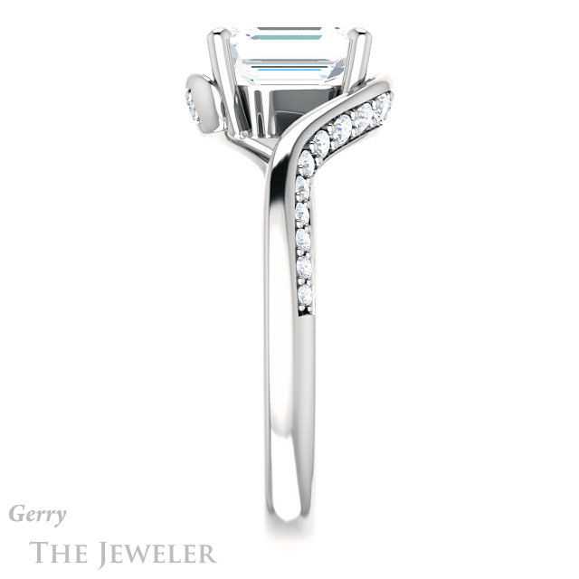 Emerald Cut Forever One Moissanite Engagement Ring #GTJ1125-emerald-fb-w 3 Emerald Cut Forever Brilliant Moissanite Engagement Ring #GTJ1125-emerald-fb-w