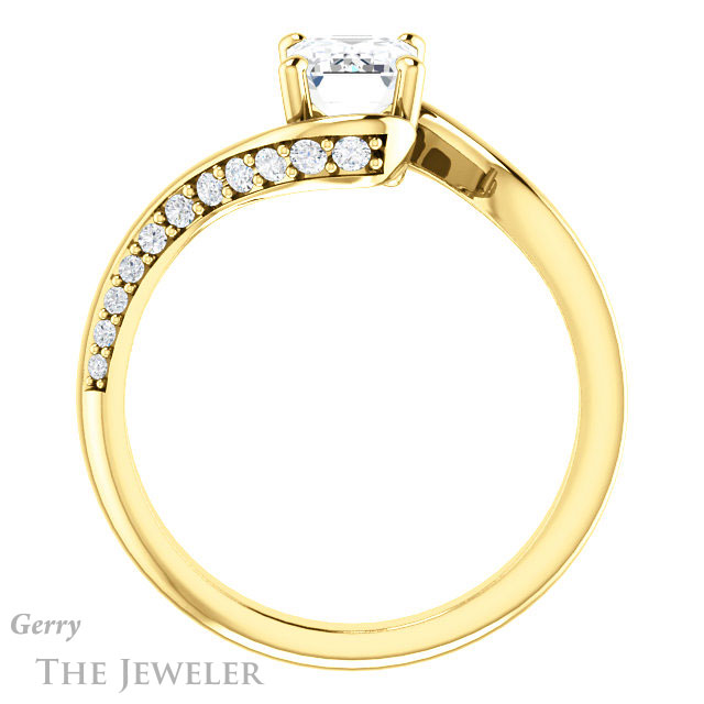 Emerald Cut Forever One Moissanite Engagement Ring #GTJ1125-emerald-fb-y 2 Emerald Cut Forever Brilliant Moissanite Engagement Ring #GTJ1125-emerald-fb-y