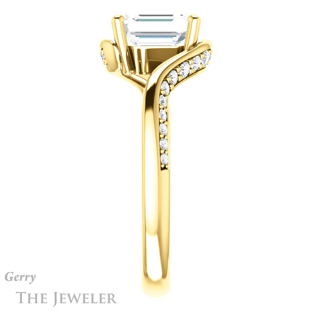 Emerald Cut Forever One Moissanite Engagement Ring #GTJ1125-emerald-fb-y 3 Emerald Cut Forever Brilliant Moissanite Engagement Ring #GTJ1125-emerald-fb-y