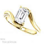 Emerald Cut Forever One Moissanite Engagement Ring #GTJ1125-emerald-fb-y 5 Emerald Cut Forever Brilliant Moissanite Engagement Ring #GTJ1125-emerald-fb-y