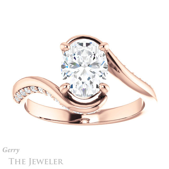Oval Shaped Forever One Moissanite Engagement Ring #GTJ1125-oval-fo-r