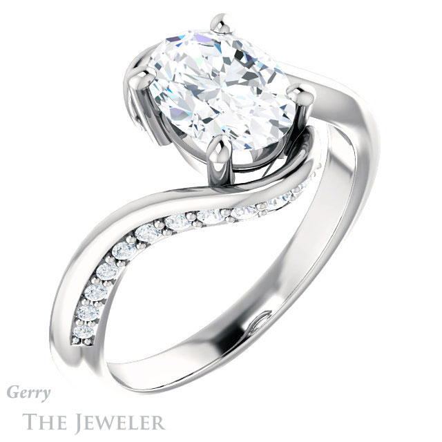 Oval Shaped Forever One Moissanite Engagement Ring #GTJ1125-oval-fo-w 4 Oval Shaped Forever One Moissanite Engagement Ring #GTJ1125-oval-fo-w