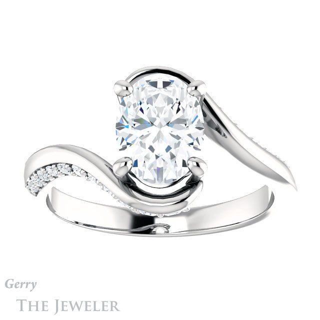 Oval Shaped Forever One Moissanite Engagement Ring #GTJ1125-oval-fo-w