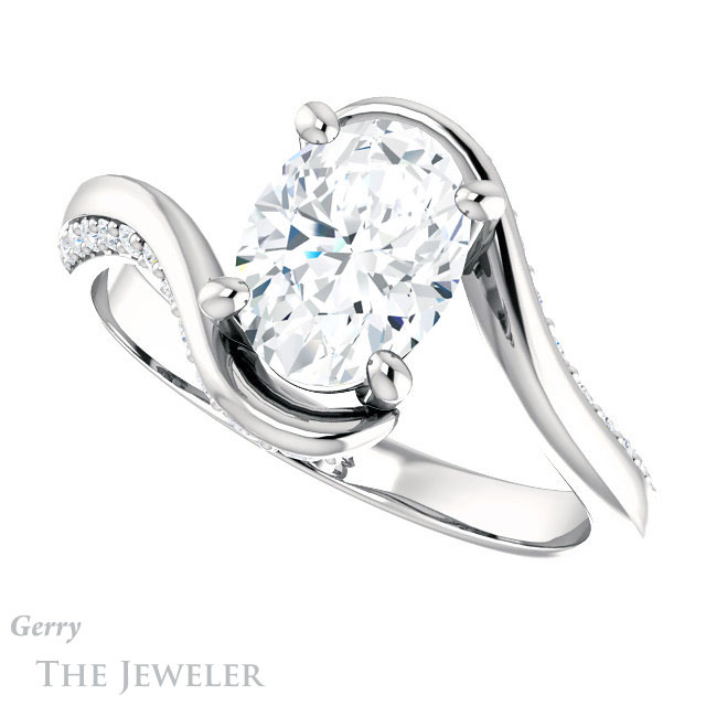 Oval Shaped Forever One Moissanite Engagement Ring #GTJ1125-oval-fo-w 5 Oval Shaped Forever One Moissanite Engagement Ring #GTJ1125-oval-fo-w