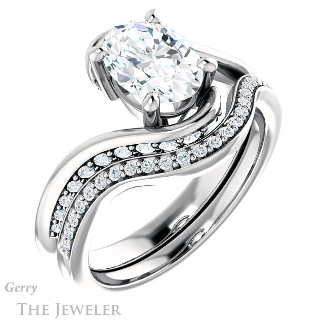 Oval Shaped Forever One Moissanite Engagement Ring #GTJ1125-oval-fo-w 6 Oval Shaped Forever One Moissanite Engagement Ring #GTJ1125-oval-fo-w