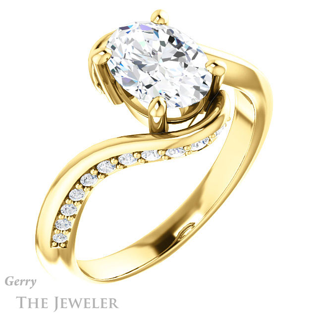Oval Shaped Forever One Moissanite Engagement Ring #GTJ1125-oval-fo-y