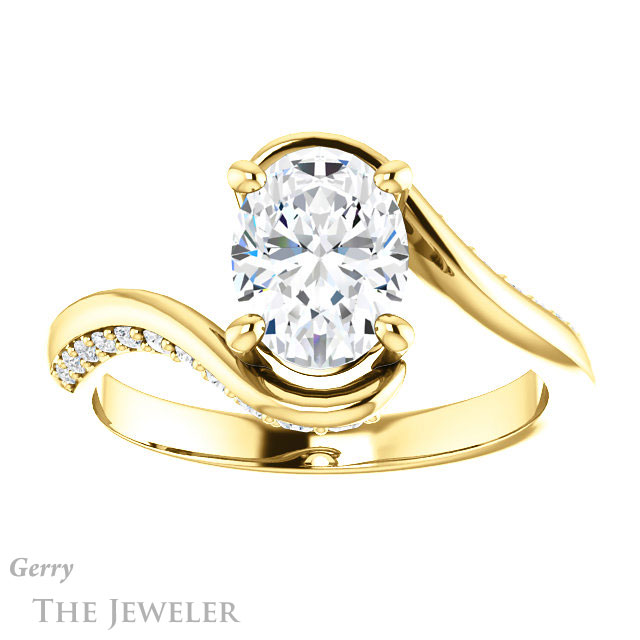 Oval Shaped Forever One Moissanite Engagement Ring #GTJ1125-oval-fo-y