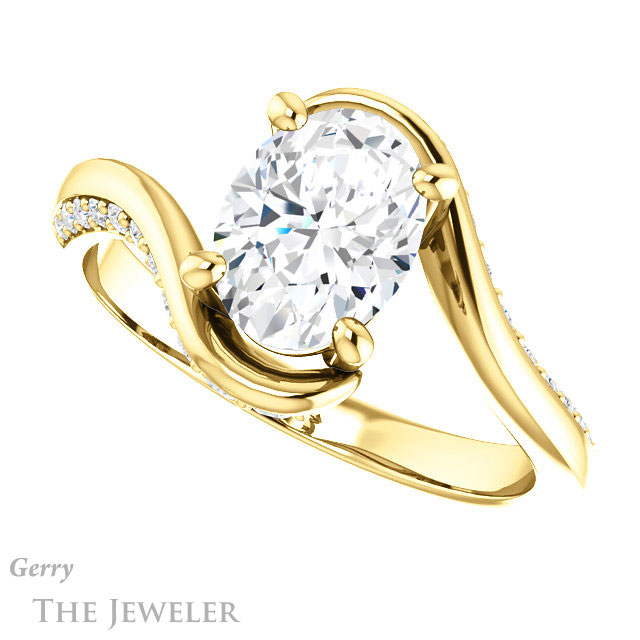 Oval Shaped Forever One Moissanite Engagement Ring #GTJ1125-oval-fo-y