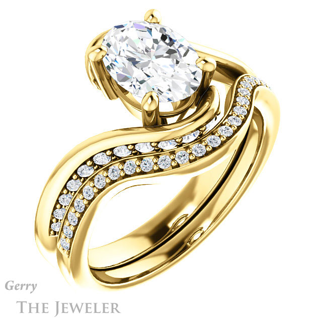 Oval Shaped Forever One Moissanite Engagement Ring #GTJ1125-oval-fo-y