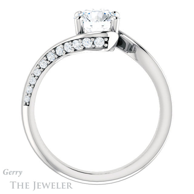 Round Cut Forever One Moissanite Engagement Ring #GTJ1125-round-fo-w
