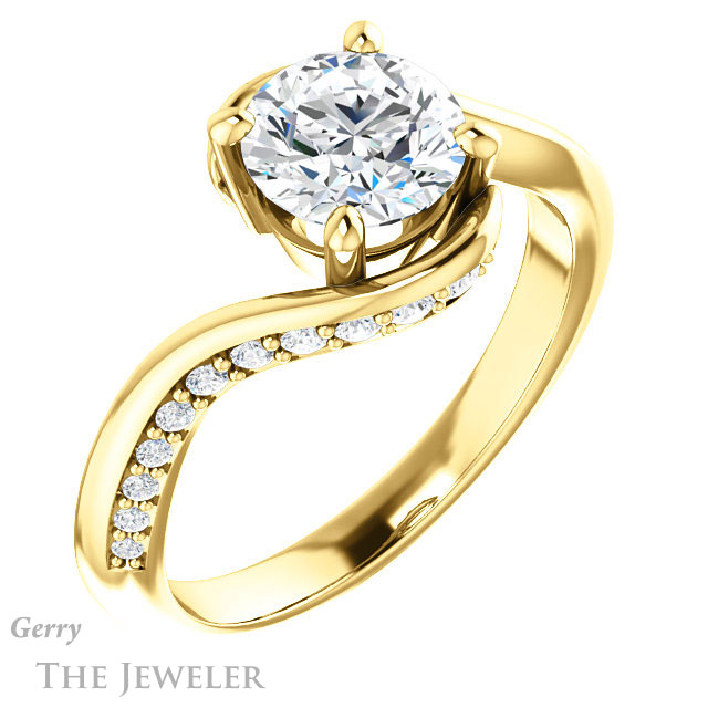 Round Cut Forever One Moissanite Engagement Ring #GTJ1125-round-fo-y 4 Round Cut Forever One Moissanite Engagement Ring #GTJ1125-round-fo-y