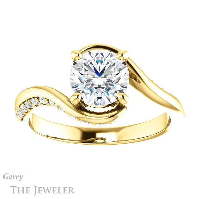 Round Cut Forever One Moissanite Engagement Ring #GTJ1125-round-fo-y 1 Round Cut Forever One Moissanite Engagement Ring #GTJ1125-round-fo-y