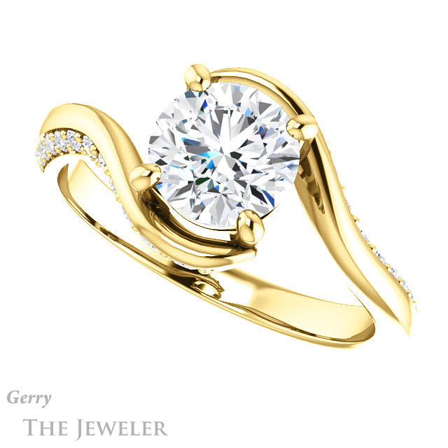 Round Cut Forever One Moissanite Engagement Ring #GTJ1125-round-fo-y 5 Round Cut Forever One Moissanite Engagement Ring #GTJ1125-round-fo-y