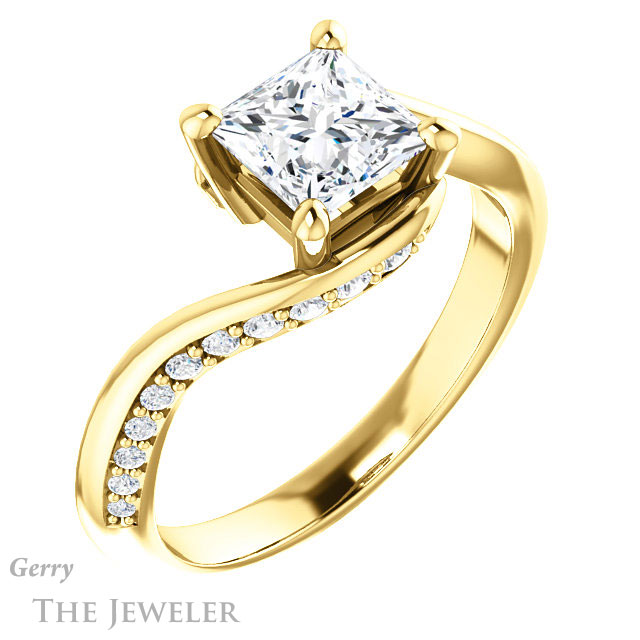 Princess Cut Forever One Moissanite Engagement Ring #GTJ1125-square-fo-y