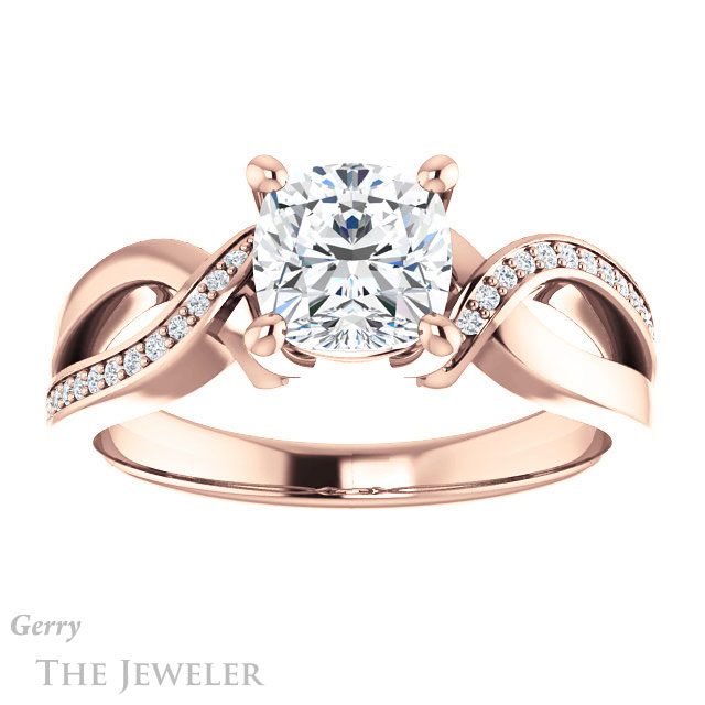Cushion Cut Forever One Moissanite Engagement Ring #GTJ1126-cushion-fo-r
