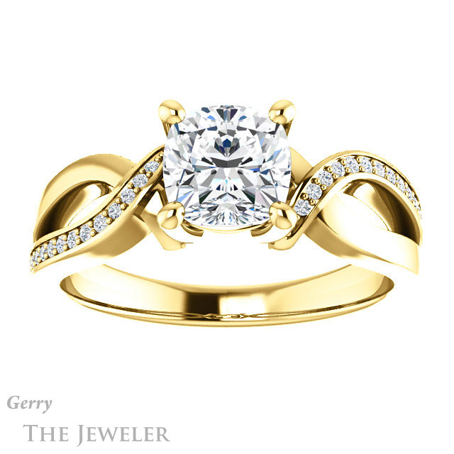 Cushion Cut Forever One Moissanite Engagement Ring #GTJ1126-cushion-fo-y