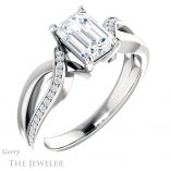 Emerald Cut Forever One Moissanite Engagement Ring #GTJ1126-emerald-fb-w 4 Emerald Cut Forever Brilliant Moissanite Engagement Ring #GTJ1126-emerald-fb-w