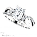 Emerald Cut Forever One Moissanite Engagement Ring #GTJ1126-emerald-fb-w 5 Emerald Cut Forever Brilliant Moissanite Engagement Ring #GTJ1126-emerald-fb-w