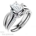 Emerald Cut Forever One Moissanite Engagement Ring #GTJ1126-emerald-fb-w 6 Emerald Cut Forever Brilliant Moissanite Engagement Ring #GTJ1126-emerald-fb-w