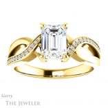 Emerald Cut Forever One Moissanite Engagement Ring #GTJ1126-emerald-fb-y 1 Emerald Cut Forever Brilliant Moissanite Engagement Ring #GTJ1126-emerald-fb-y